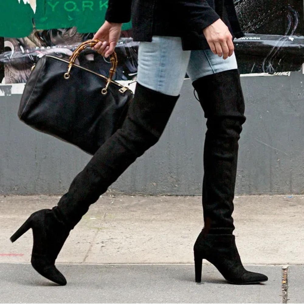 Stuart Weitzman Over The Knee Boots / size 8.5 / Suede /Silk inside / Black
